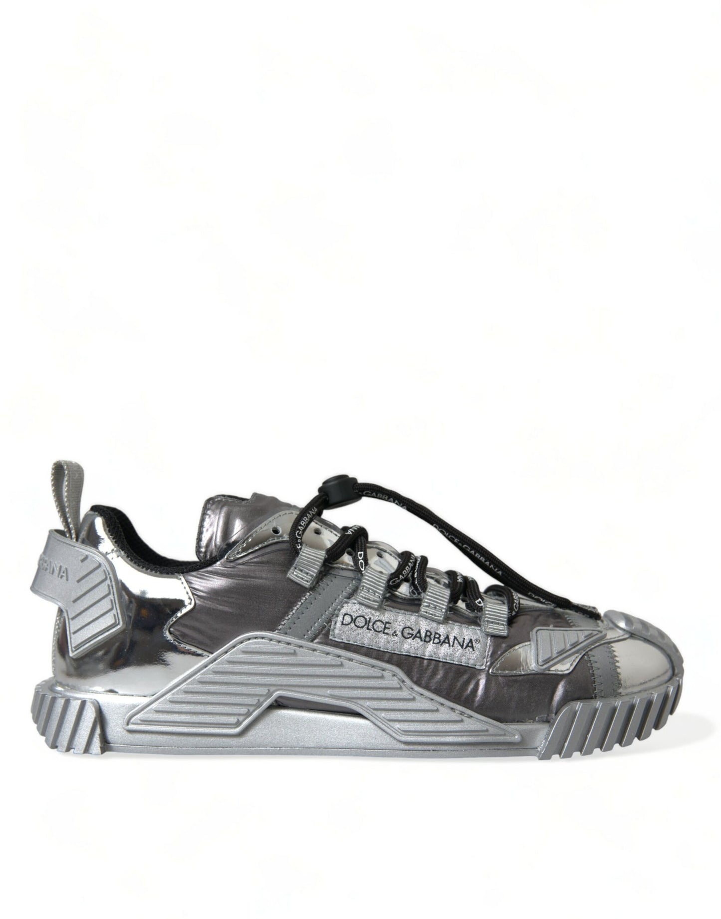 Silver Laminated Low Top Sneakers