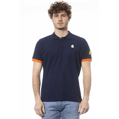 Blue Cotton Men Polo Shirt