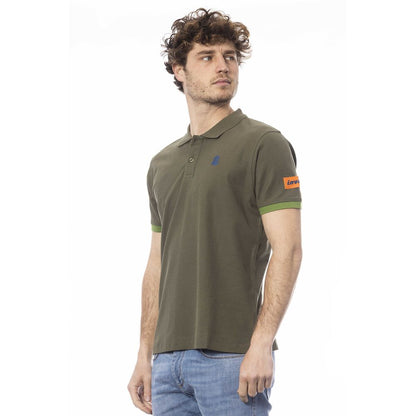 Green Cotton Men Polo Shirt