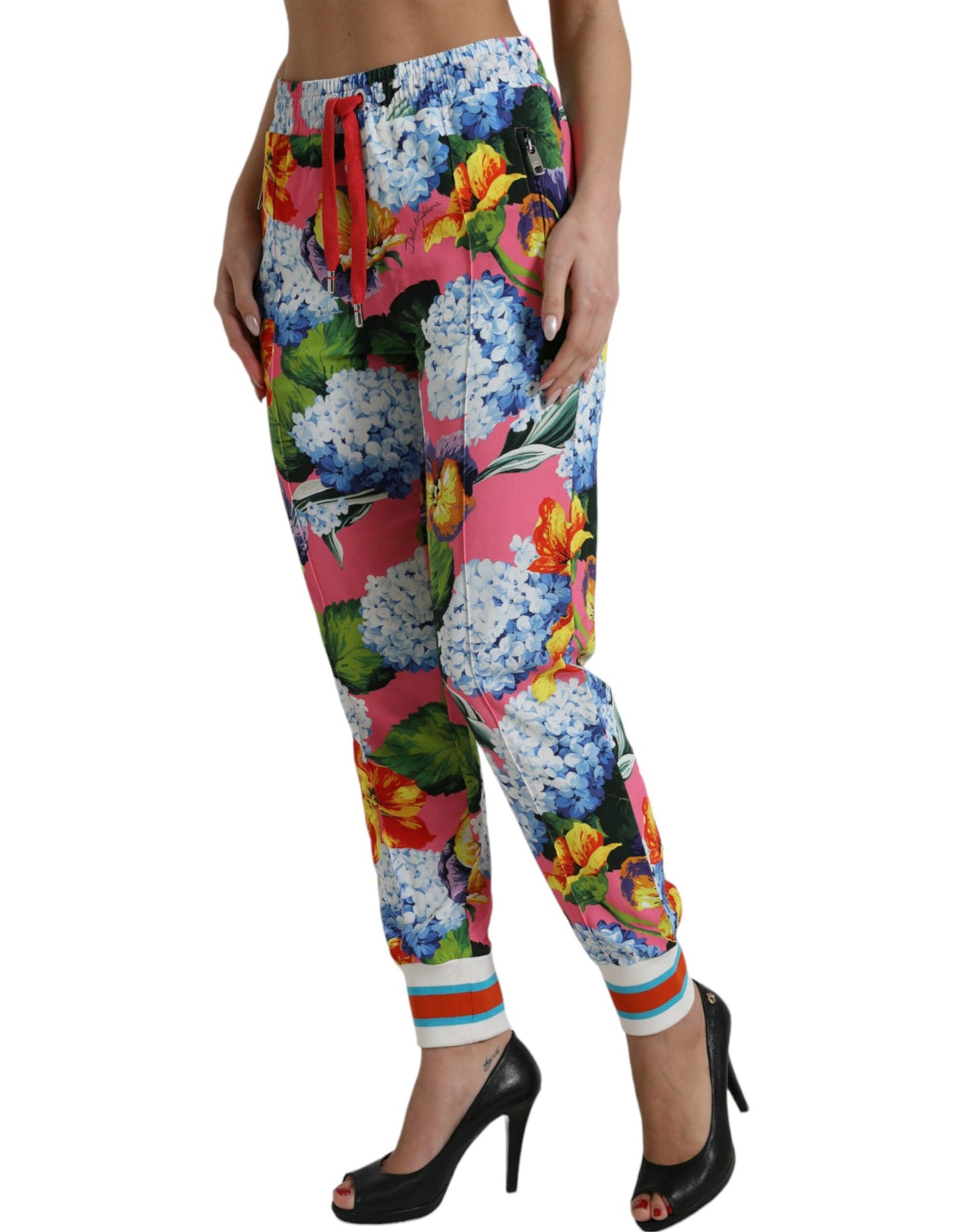 Floral High-Rise Drawstring Jogger Pants