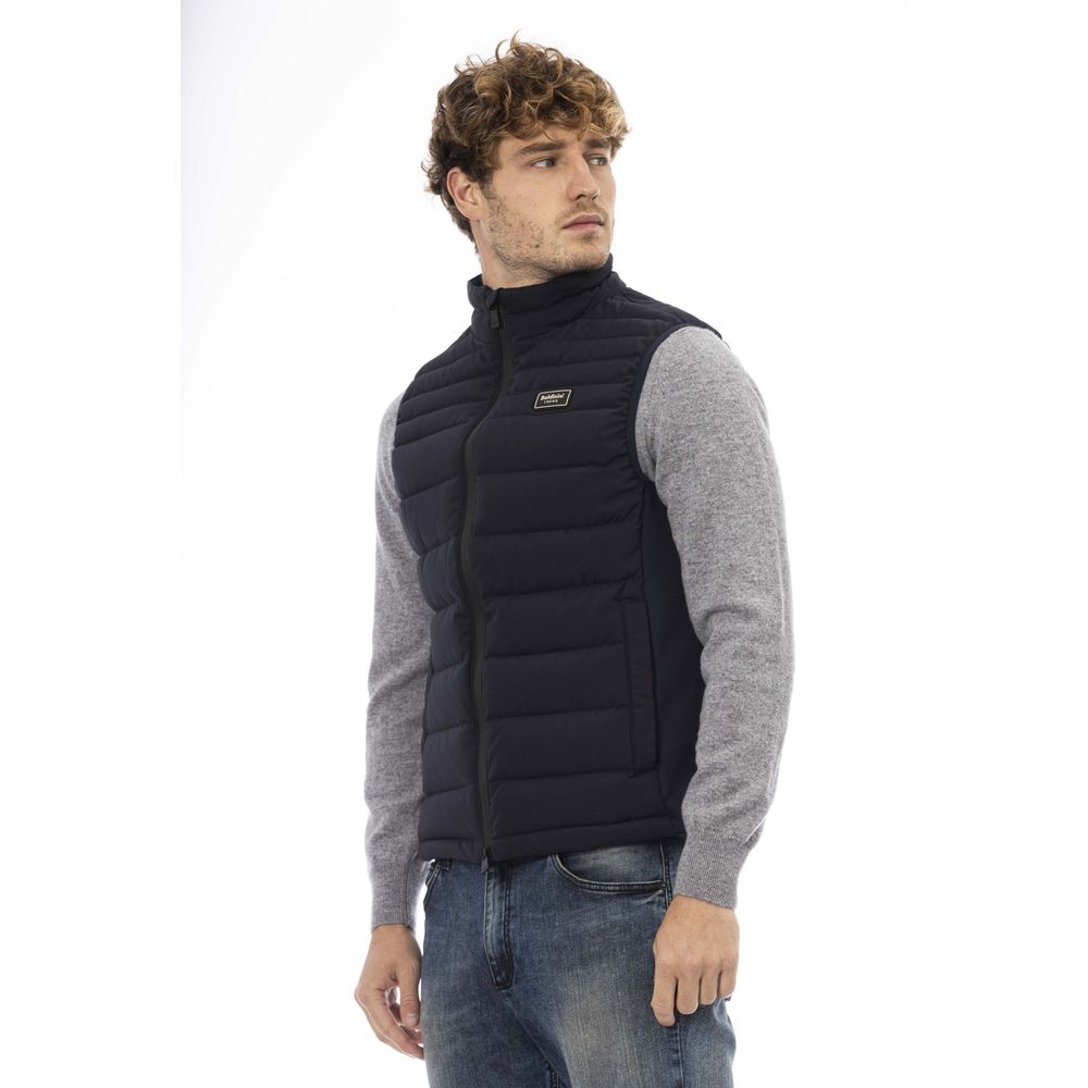 Blue Polyester Men Vest