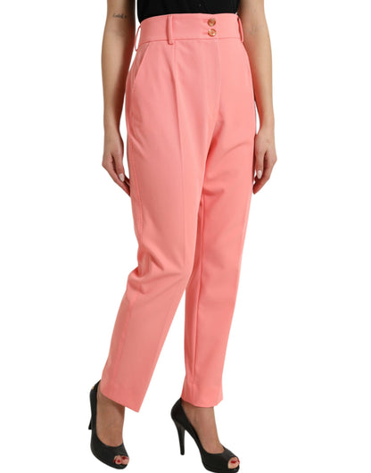 Elegant High Waist Tapered Pants in Pink