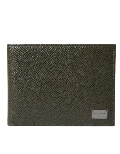 Elegant Olive Green Leather Bifold Wallet