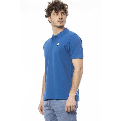 Blue Cotton Men Polo Shirt