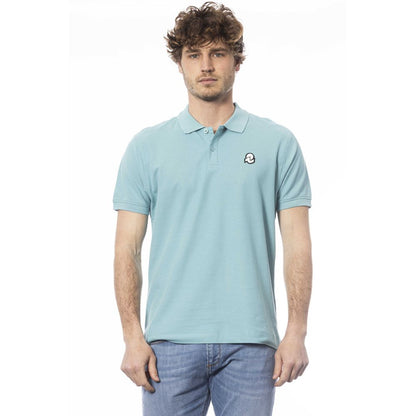 Light Blue Cotton Men Polo Shirt