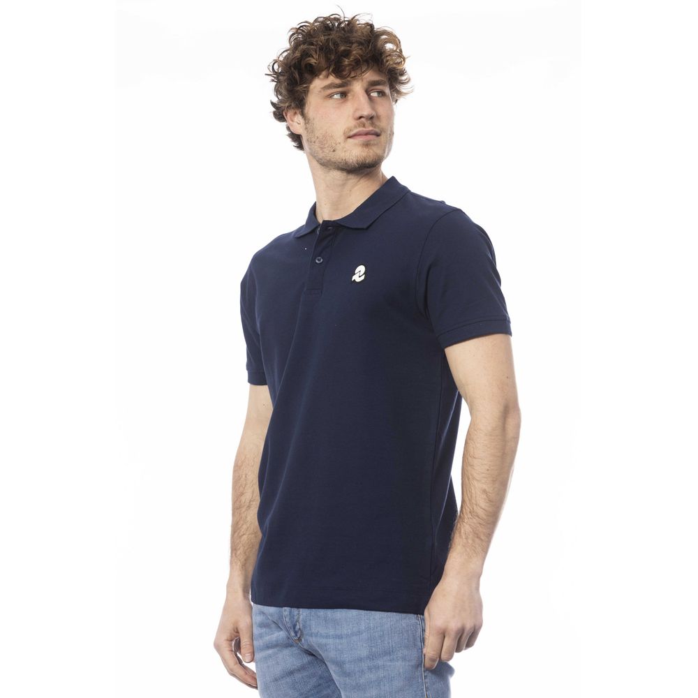 Blue Cotton Men Polo Shirt