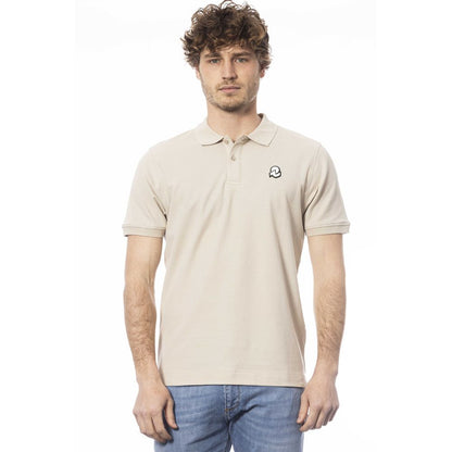 Beige Cotton Men Polo Shirt