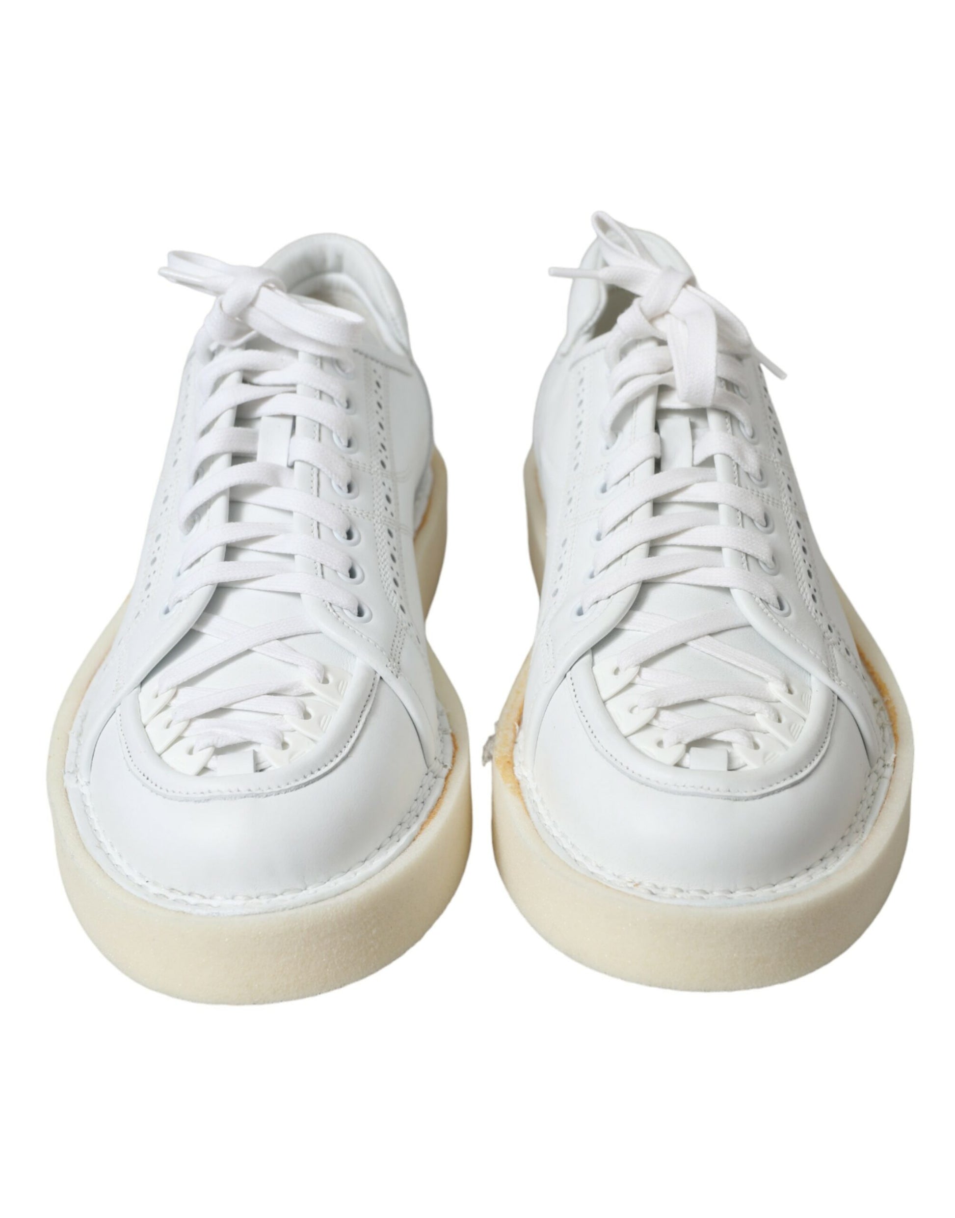 Elegant White Calfskin Oxford Sneakers