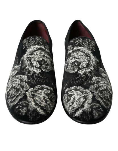 Elegant Floral Velvet Loafers