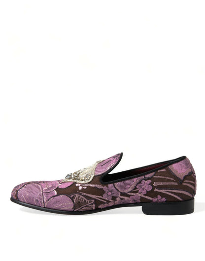 Elegant Pink Crystal-Embellished Loafers