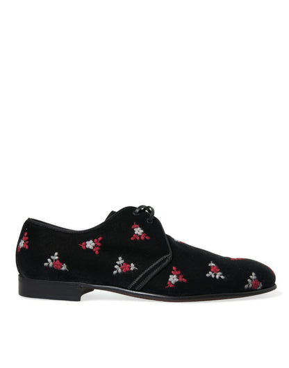 Elegant Black Velvet Embroidered Formal Shoes