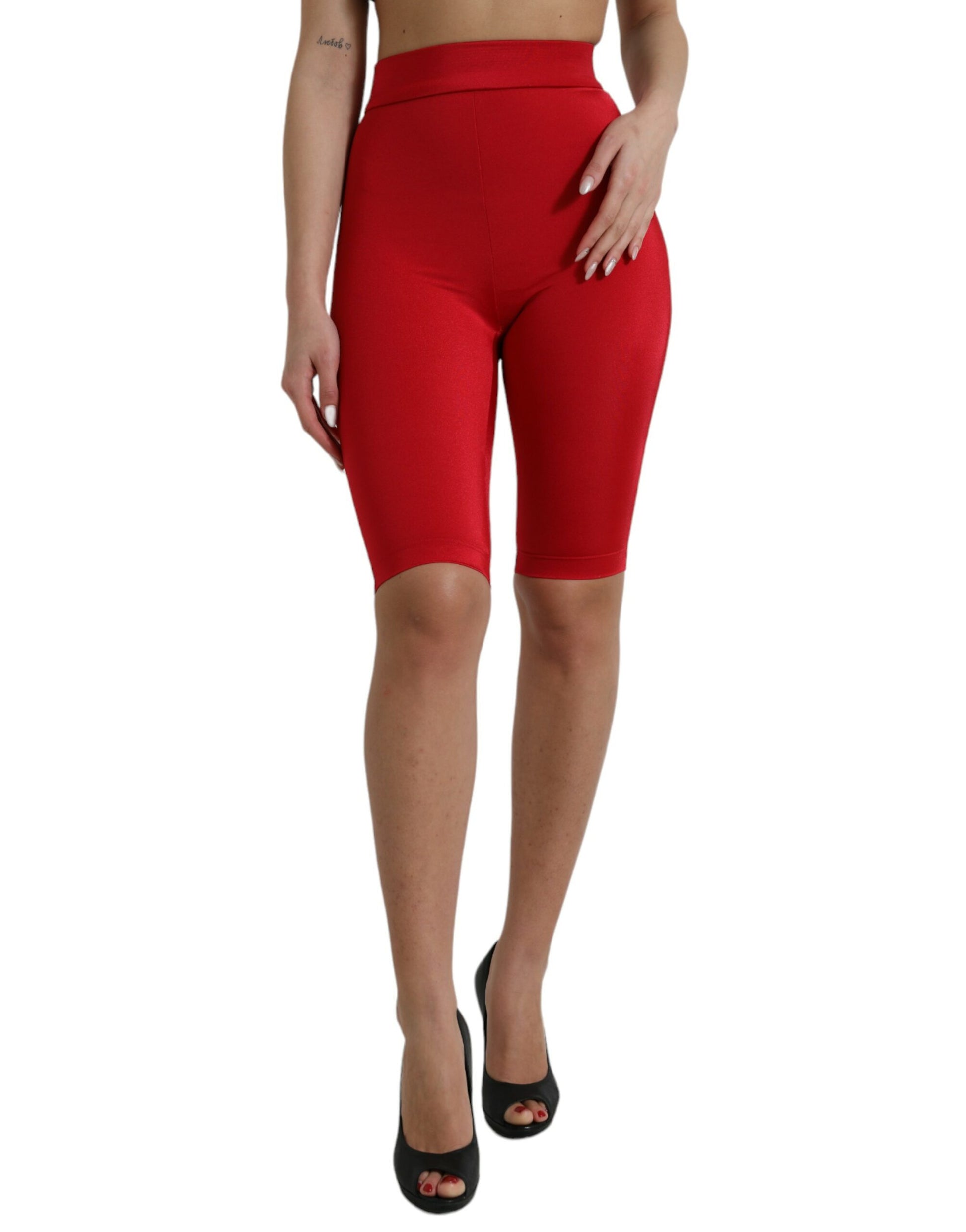 Chic Red High Waist Leggings Pants