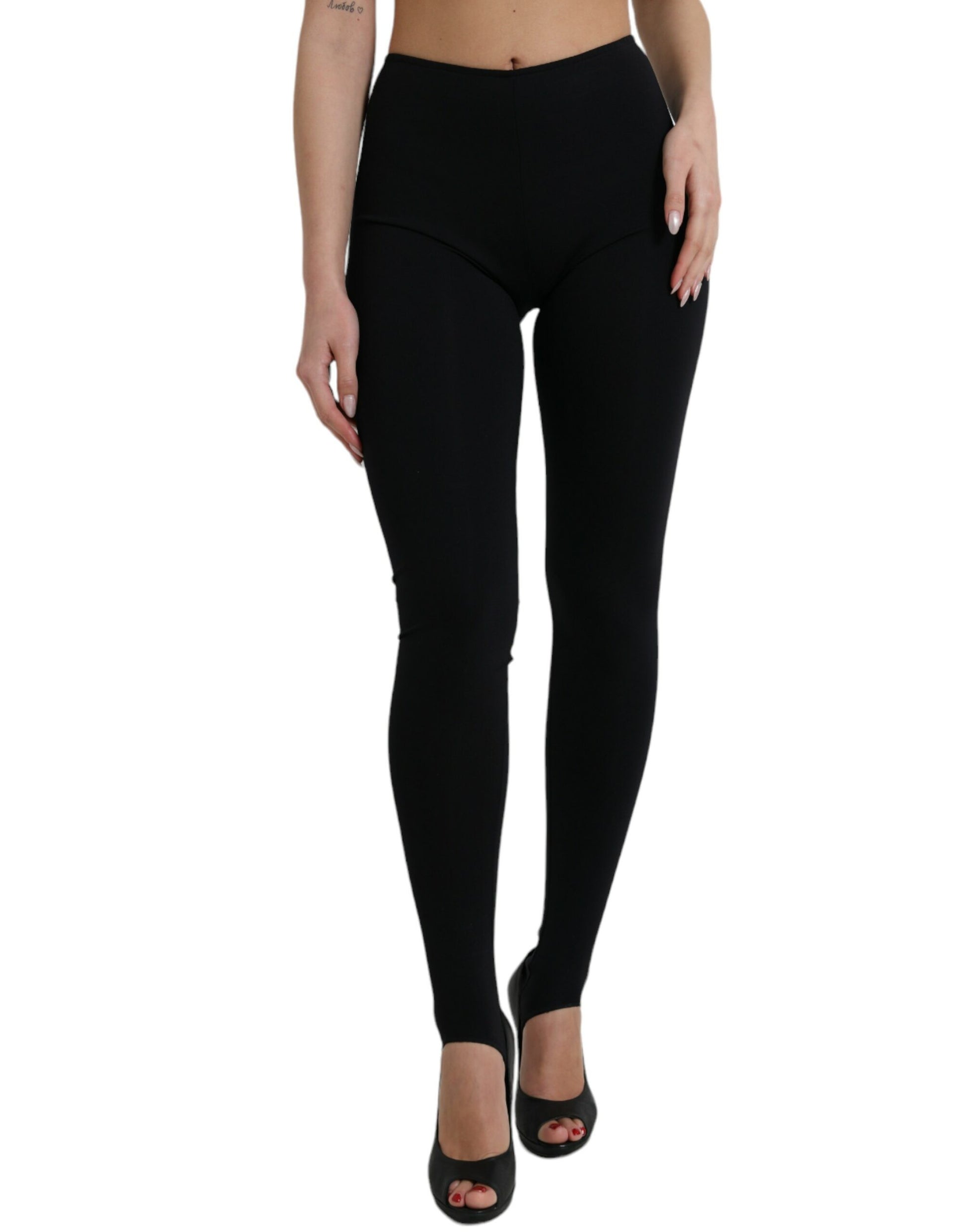 Elegant High Waist Black Leggings