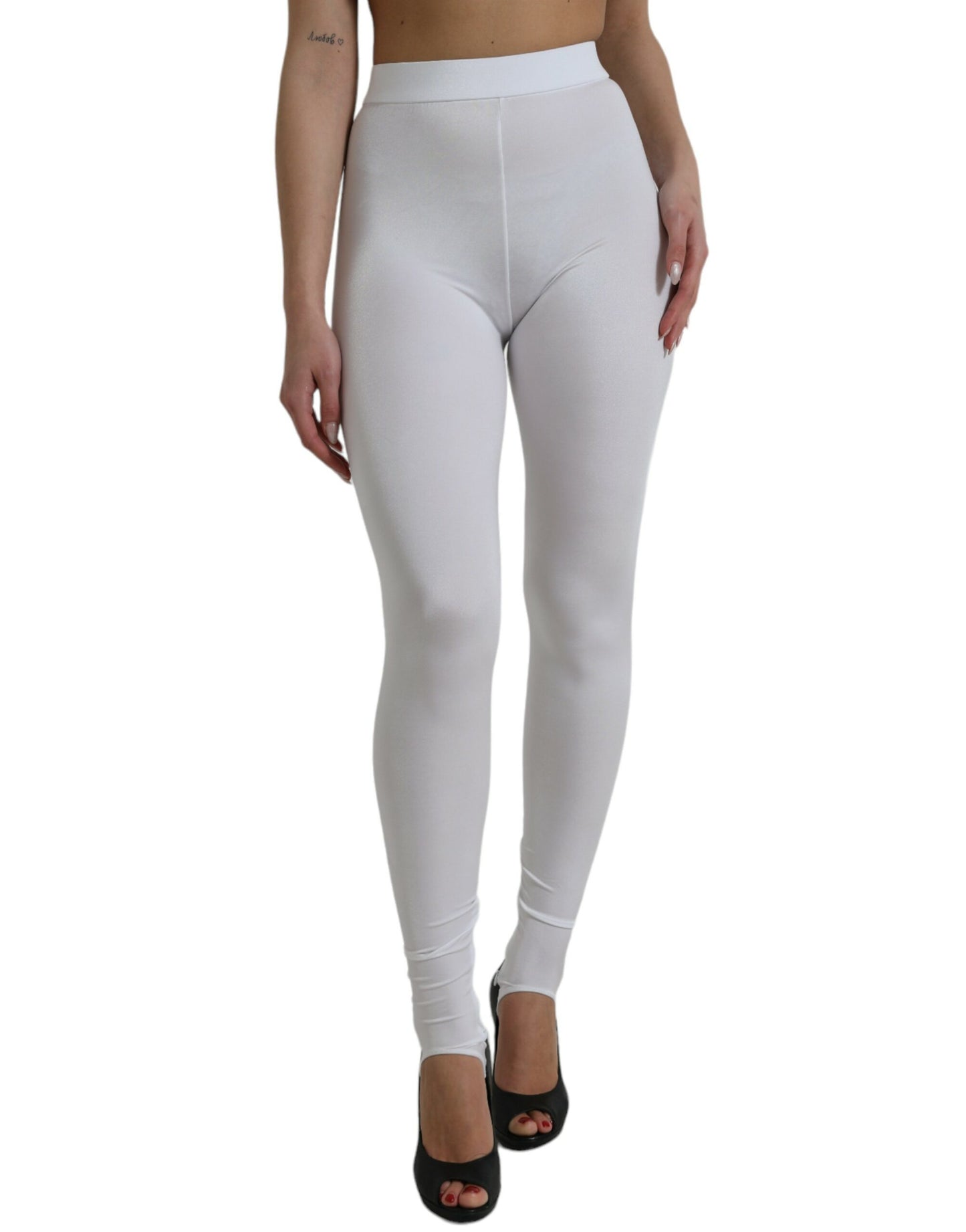 Elegant High Waist Leggings in White