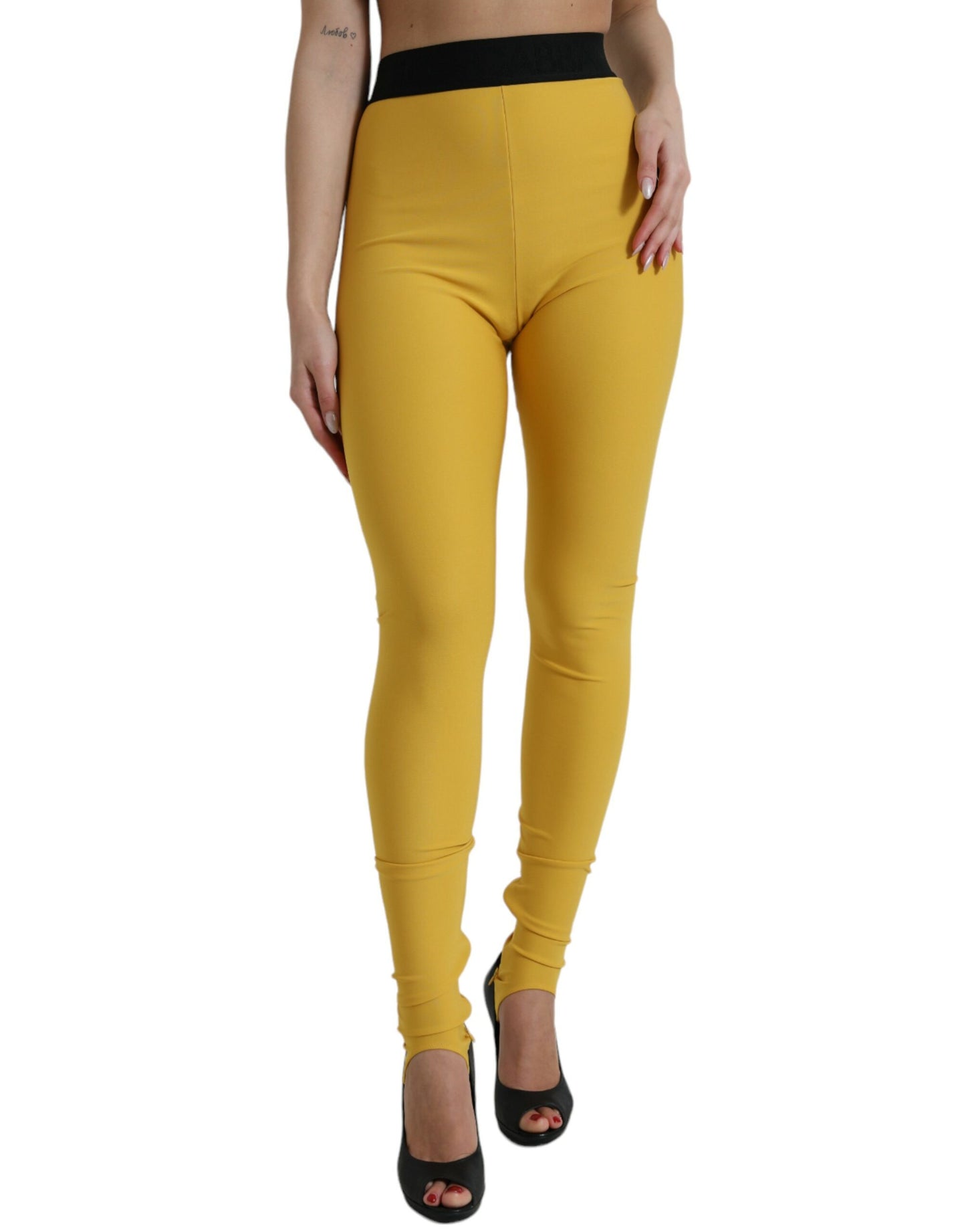 Elegant High Waist Yellow Leggings