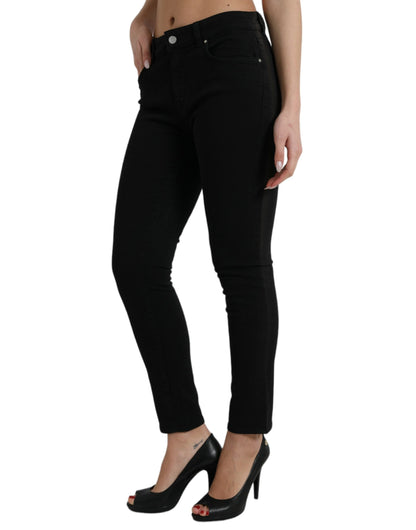 Chic Black Mid Waist Denim Jeans