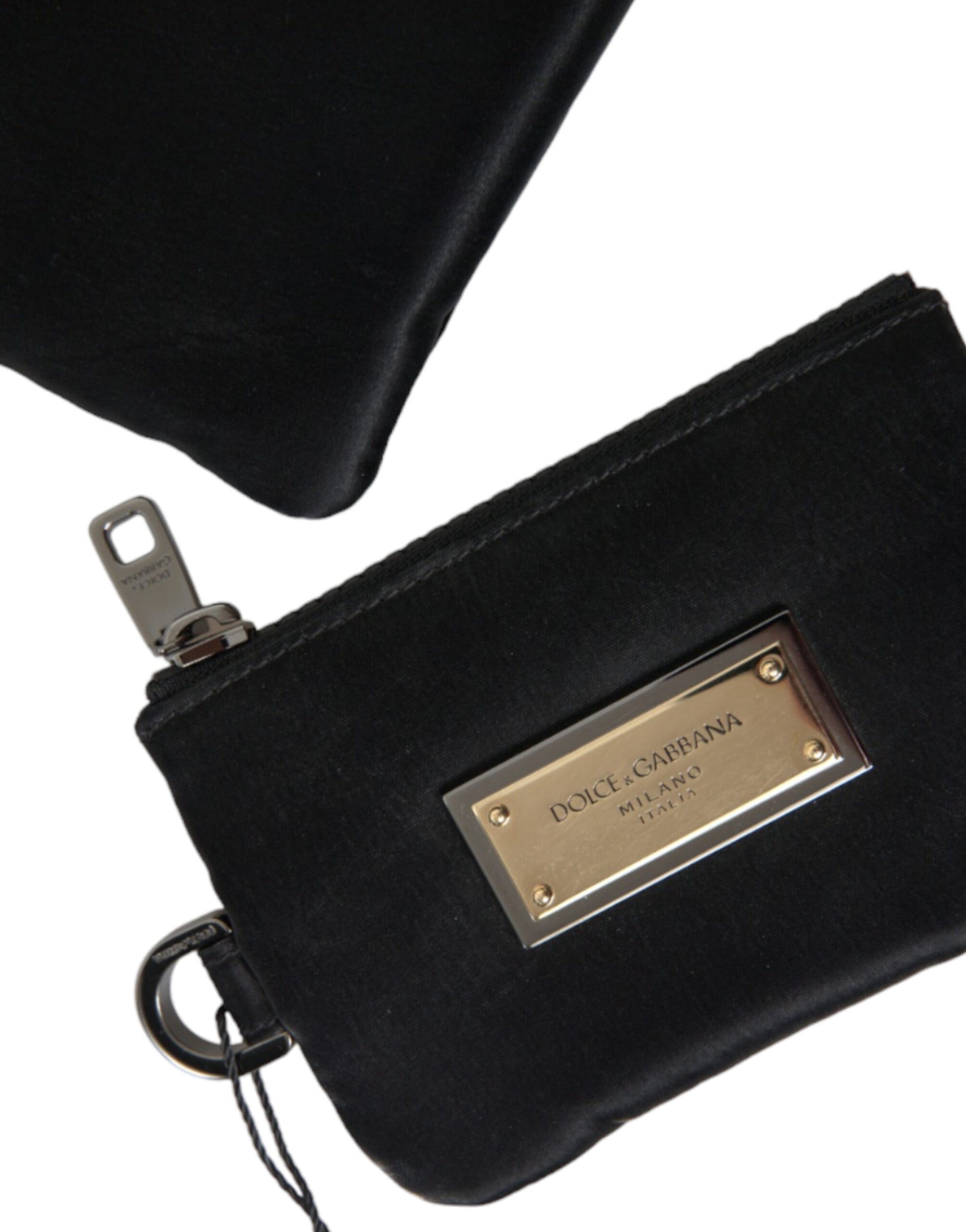 Elegant Black Nylon & Leather Pouch