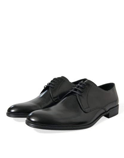 Elegant Black Leather Derby Formal Shoes