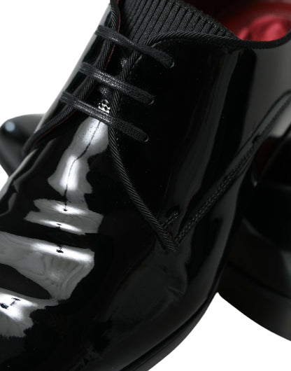 Elegant Black Calfskin Leather Derby Shoes