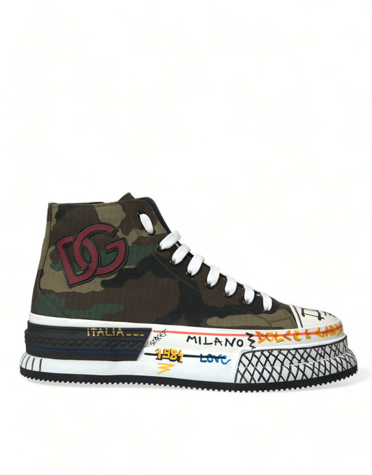 Camouflage Canvas High-Top Sneakers