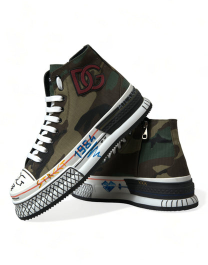 Camouflage Canvas High-Top Sneakers