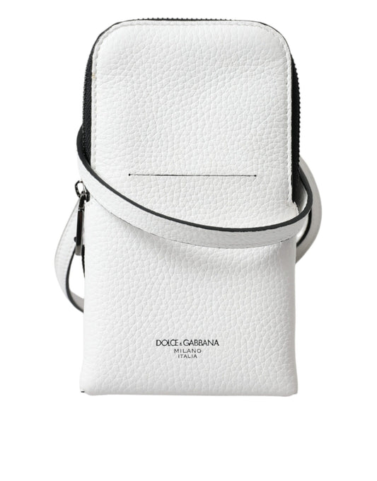 Elegant White Leather Crossbody Phone Bag