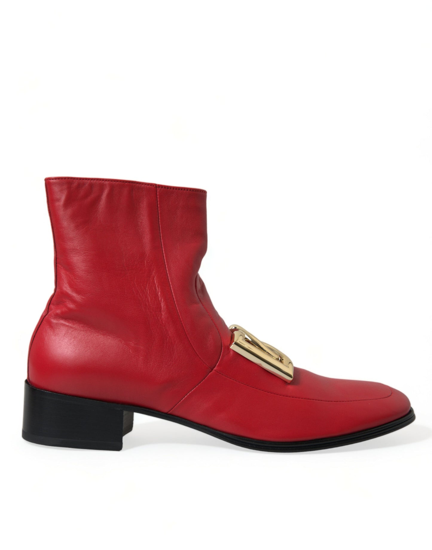 Elegant Red Ankle Leather Boots