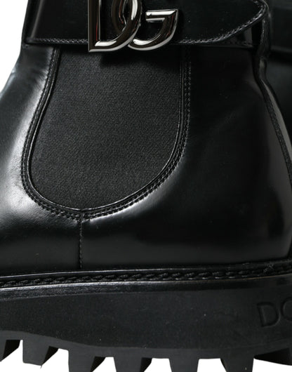 Elegant Black Calf Leather Chelsea Boots