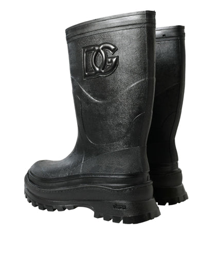 Sleek Metallic Rubber Rain Boots with DG Logo