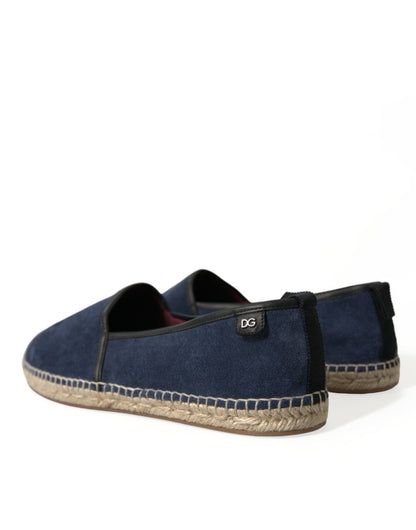 Elegant Navy Suede Leather Espadrilles