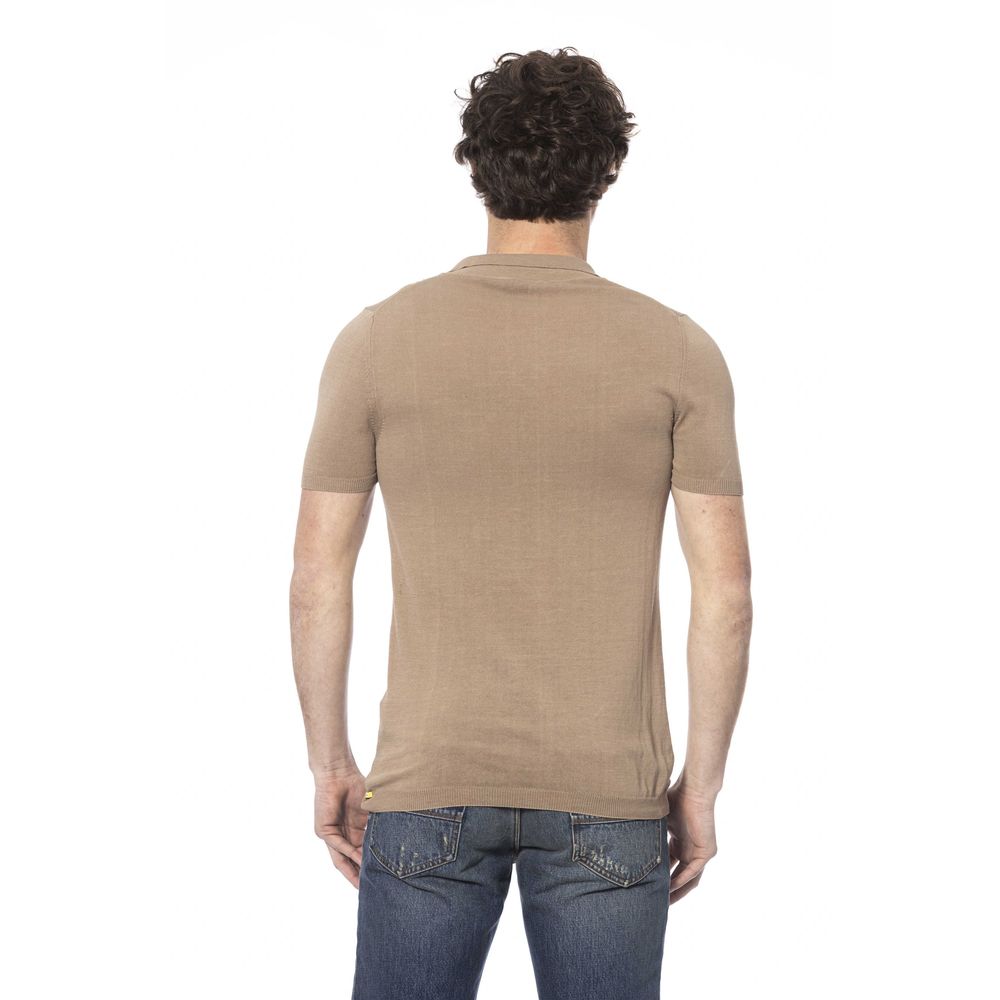 Beige Cotton Men Polo Shirt