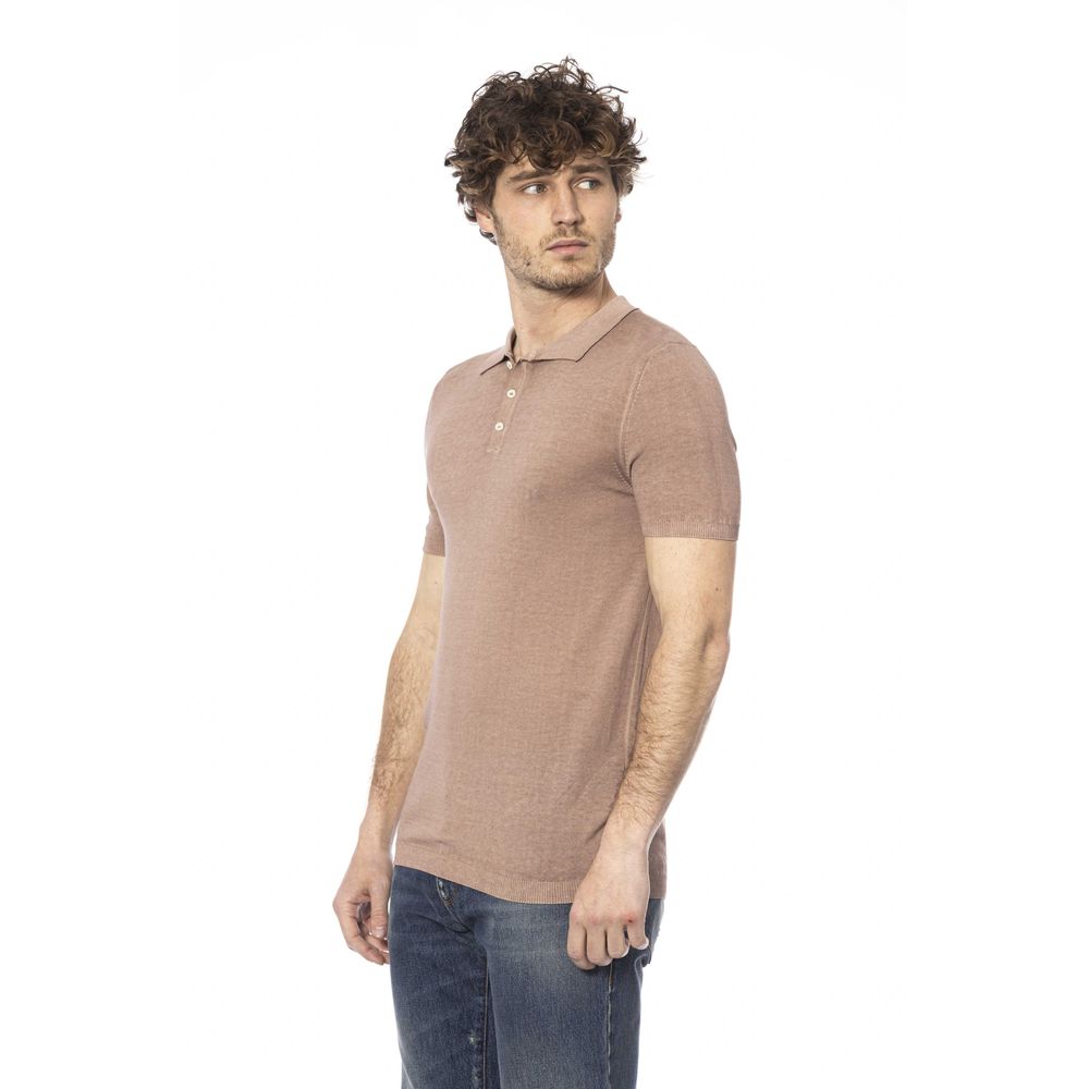 Beige Cotton Men Polo Shirt