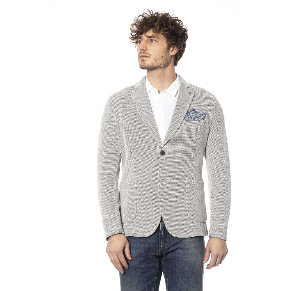 Beige Cotton Men Blazer