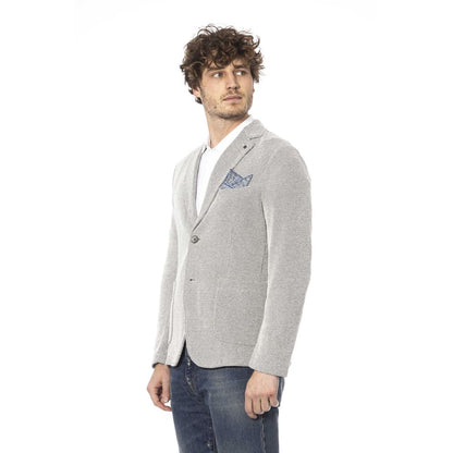 Beige Cotton Men Blazer