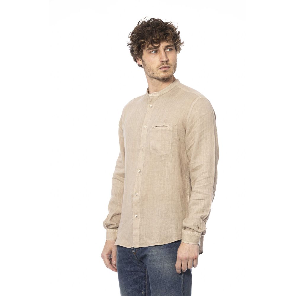 Beige Linen Men Shirt