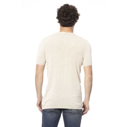 Beige Cotton Men T-Shirt