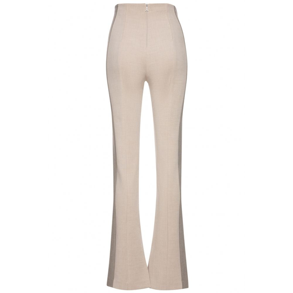 Chic Beige Slim Fit Trousers with Side Bands