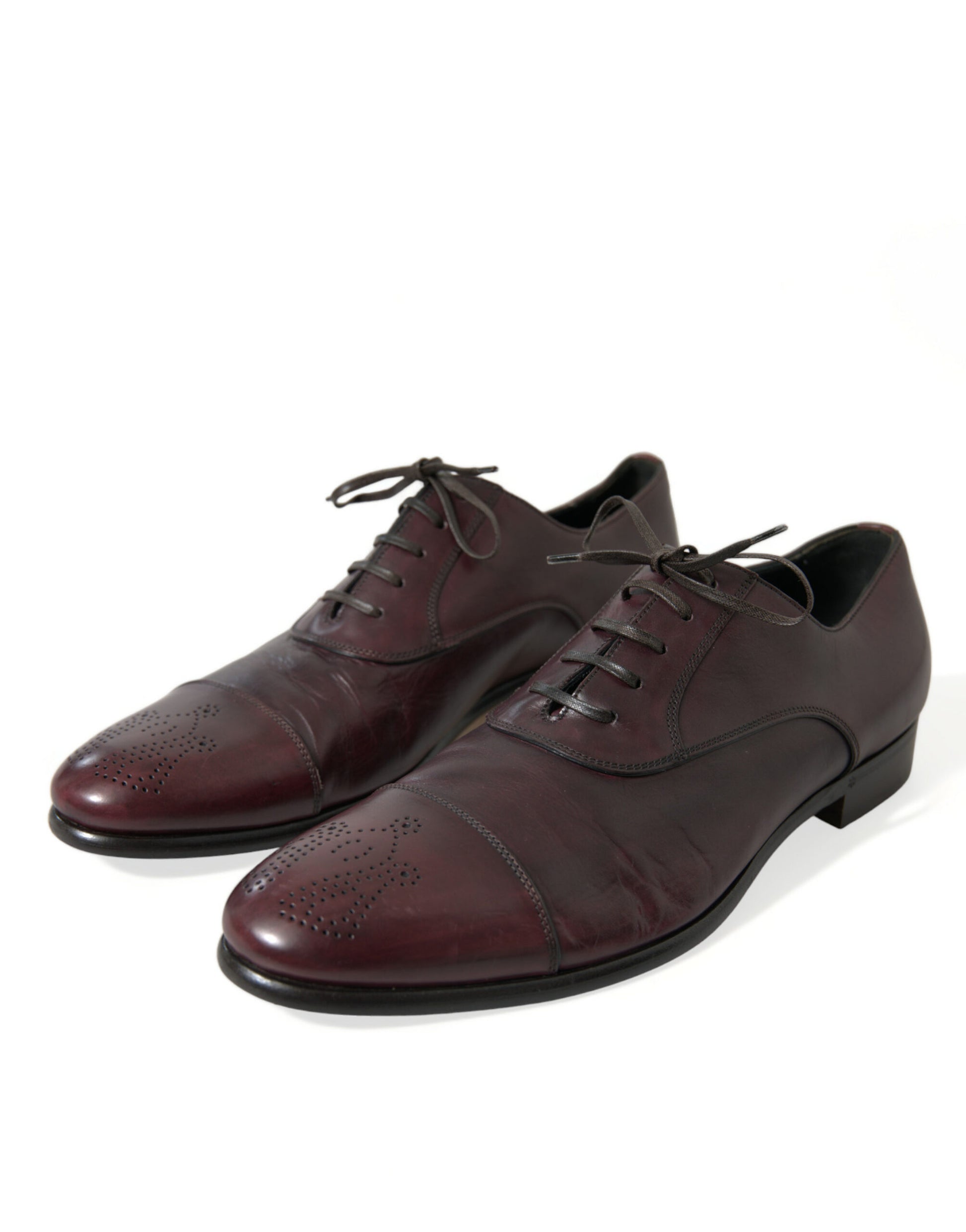 Elegant Burgundy Leather Derby Shoes