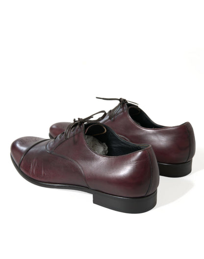 Elegant Burgundy Leather Derby Shoes