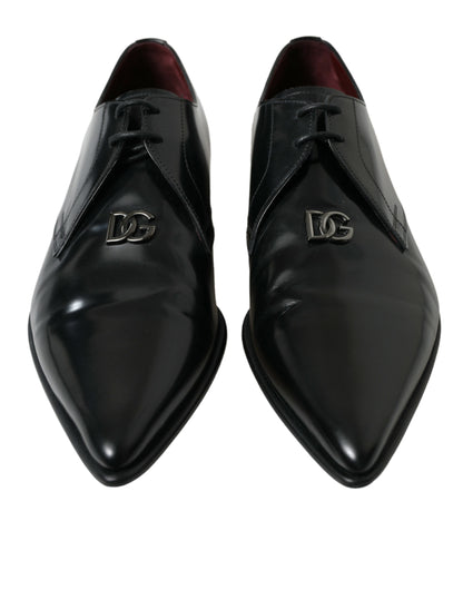 Elegant Black Leather Derby Dress Shoes