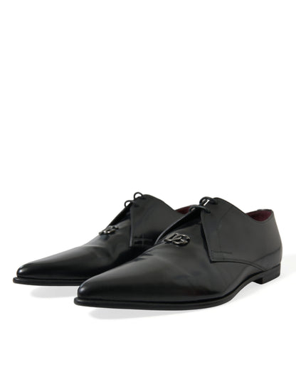 Elegant Black Leather Derby Dress Shoes