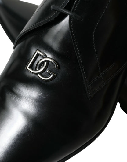 Elegant Black Leather Derby Dress Shoes