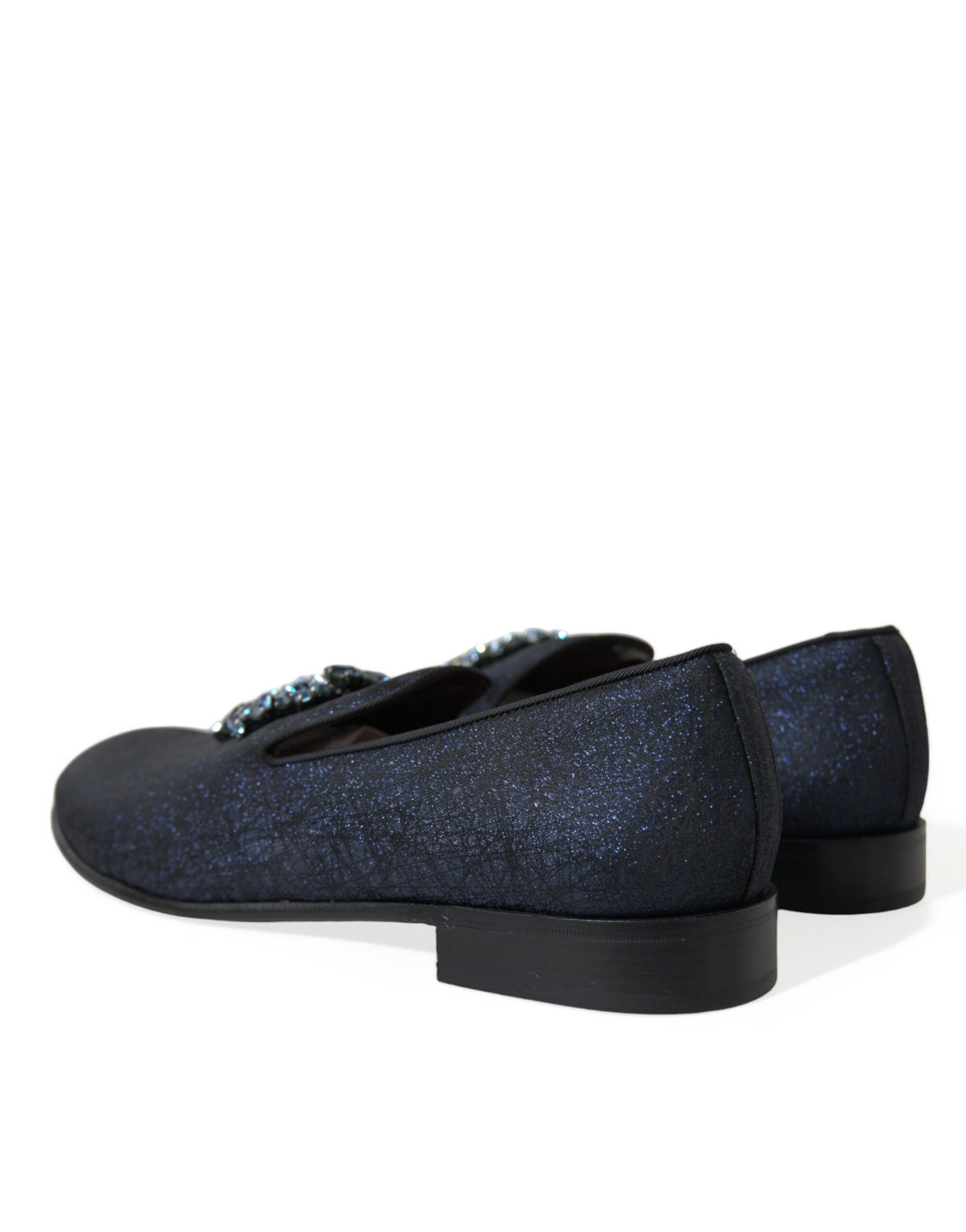 Elegant Blue Lurex Loafers with Crystal Accents