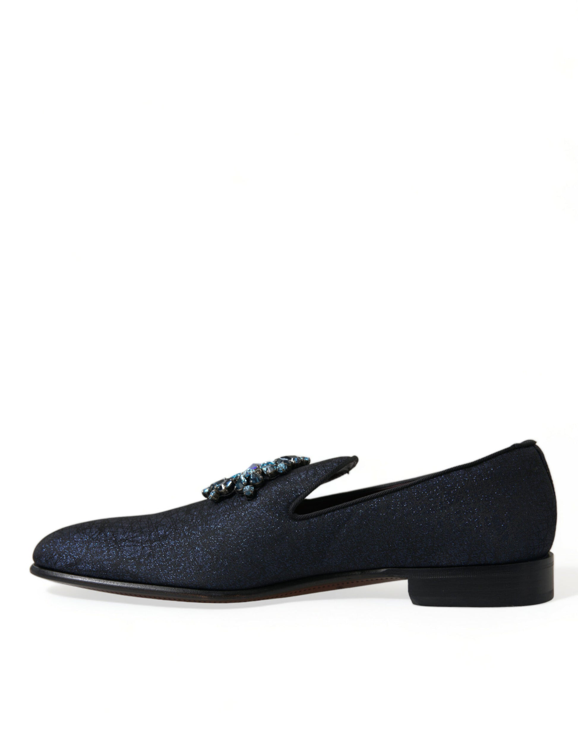 Elegant Blue Lurex Loafers with Crystal Accents