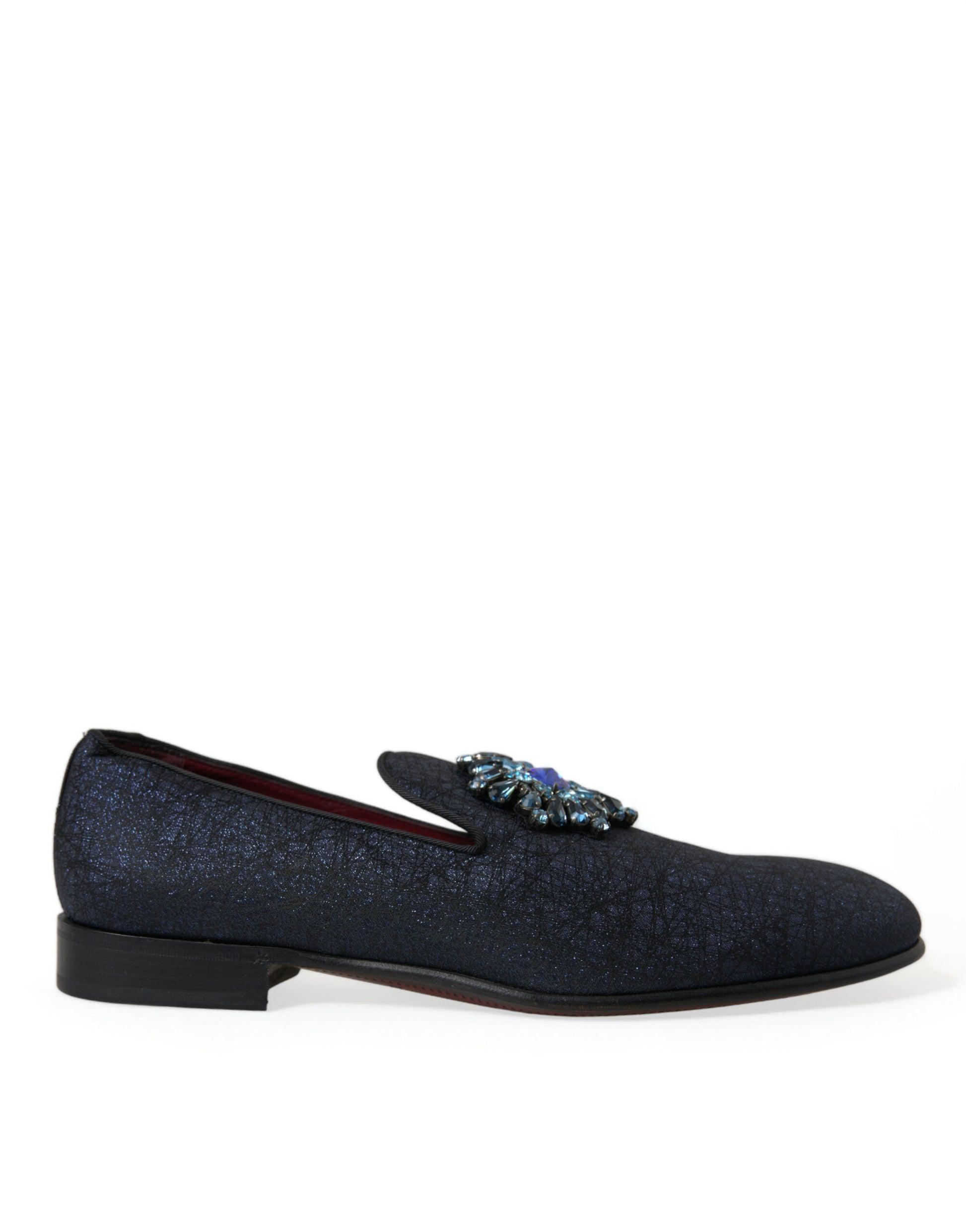 Elegant Blue Lurex Loafers with Crystal Accents