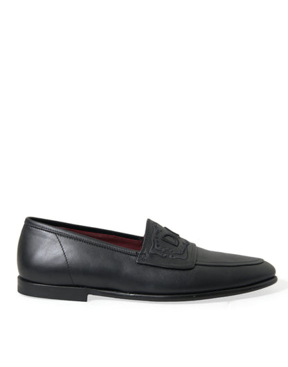 Elegant Black Embroidered Loafers