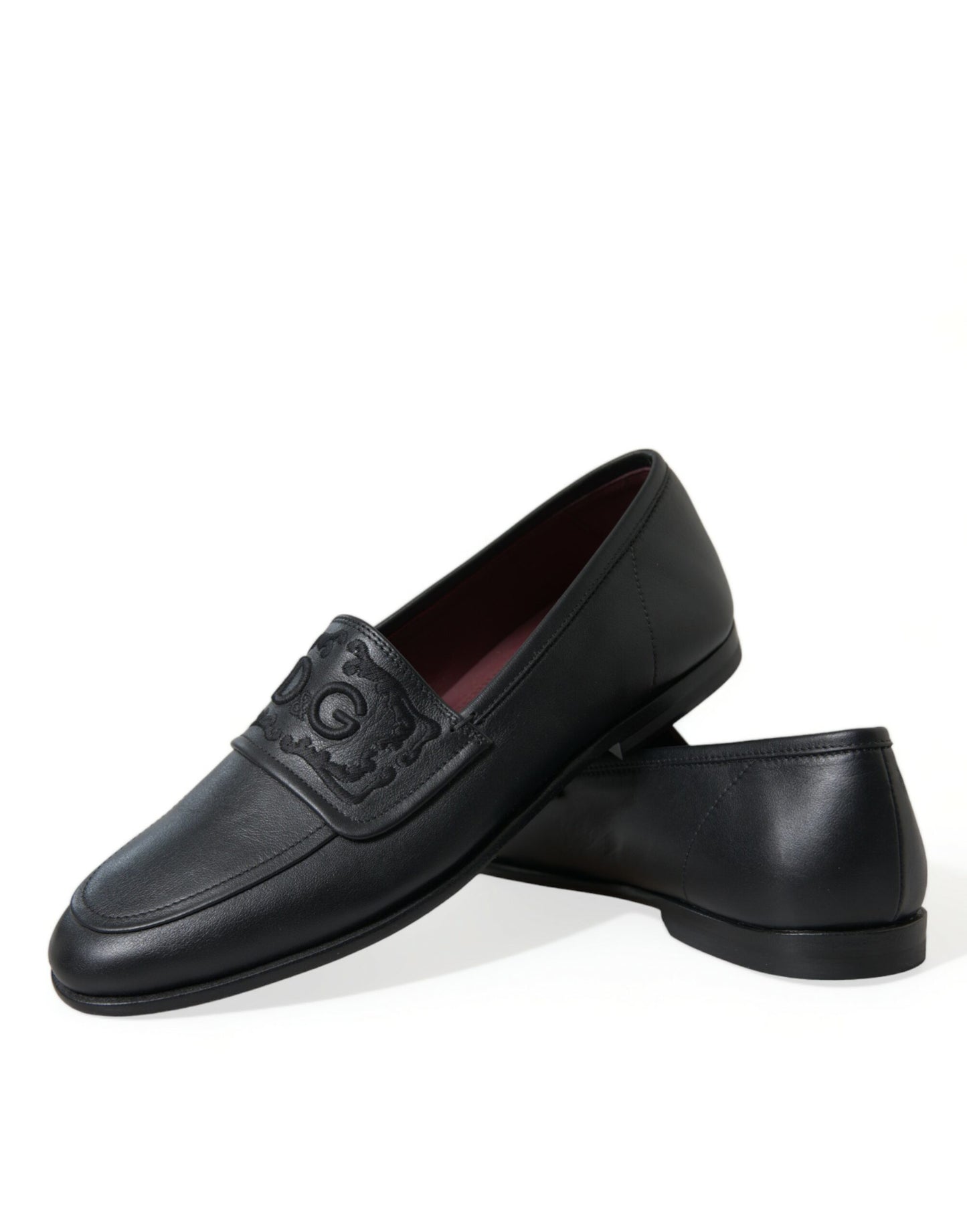 Elegant Black Embroidered Loafers