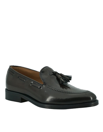 Elegant Dark Brown Calf Leather Loafers