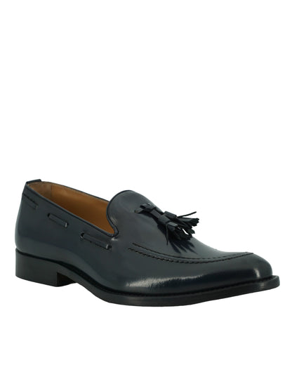 Elegant Blue Calf Leather Mens Loafers