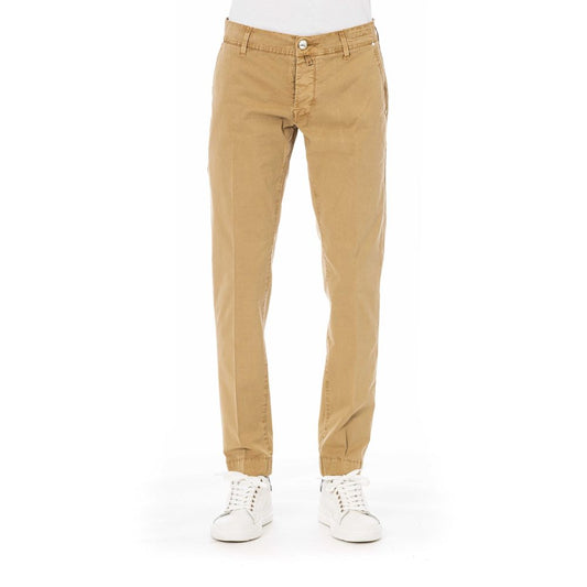 Beige Cotton Men Pants